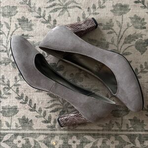 Laura Ashley Suede Gray Heels Size 8